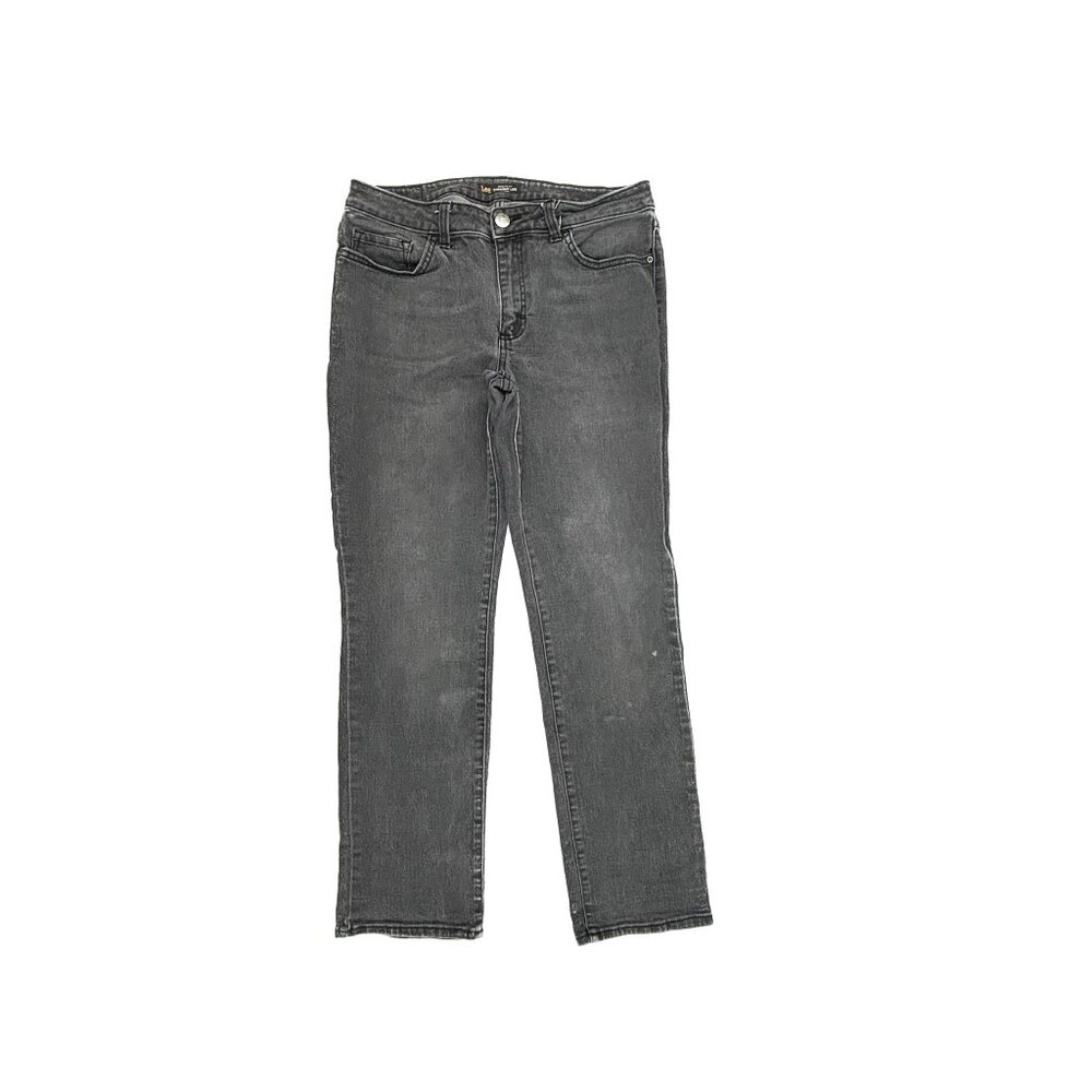 Lee Regular Fit Straight Leg Mid Rise Women's‎ size 10P Gray Denim Jeans
